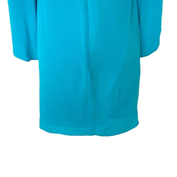 Milly Silk Aqua Blue Green Blue Butterfly Sleeve Scoop Back Column Mini Dress 0 - Picture 11 of 15